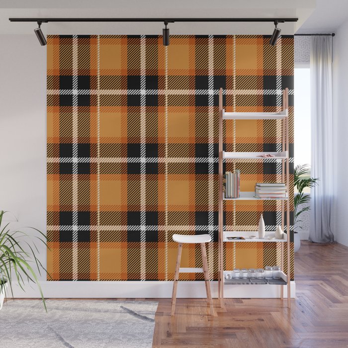Orange + Black Plaid Wall Mural Gallery Image 1