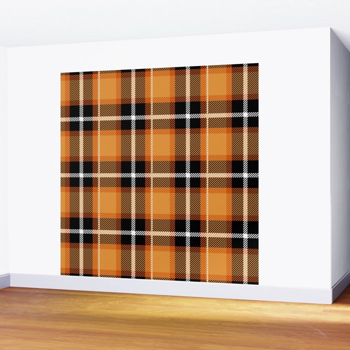 Orange + Black Plaid Wall Mural Gallery Image 2