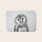 Baby Owl - Black & White Bath Mat Gallery Image 1
