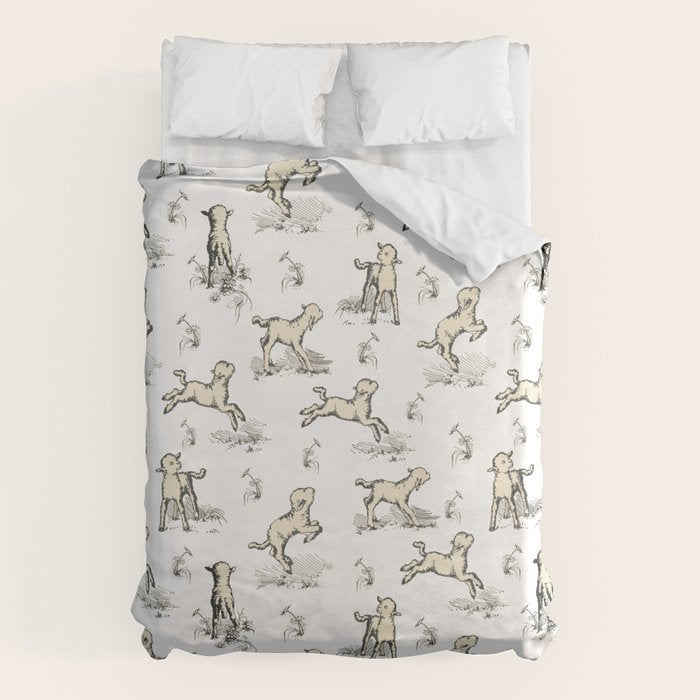 Little Sheep in Meadow - Toile pattern for Children  Duvet Cover Gallery Image 1