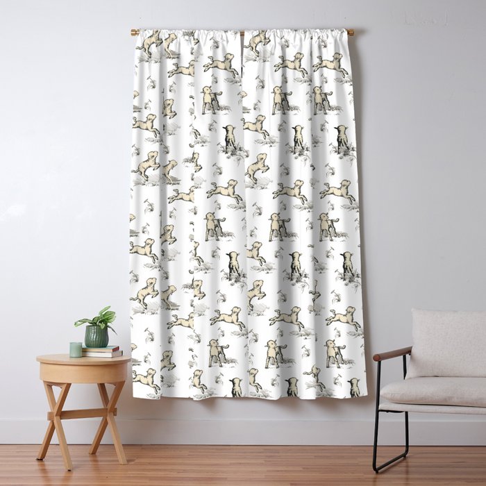 Little Sheep in Meadow - Toile pattern for Children  Window Curtain Gallery Image 5