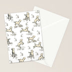 Little Sheep in Meadow - Toile pattern for Children  Stationery Card Gallery Image 2