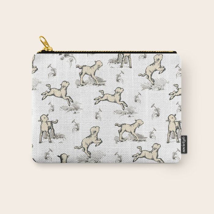 Little Sheep in Meadow - Toile pattern for Children  Carry All Pouch Gallery Image 1