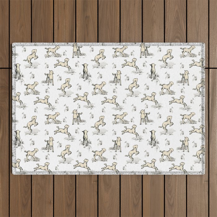Little Sheep in Meadow - Toile pattern for Children  Outdoor Rug