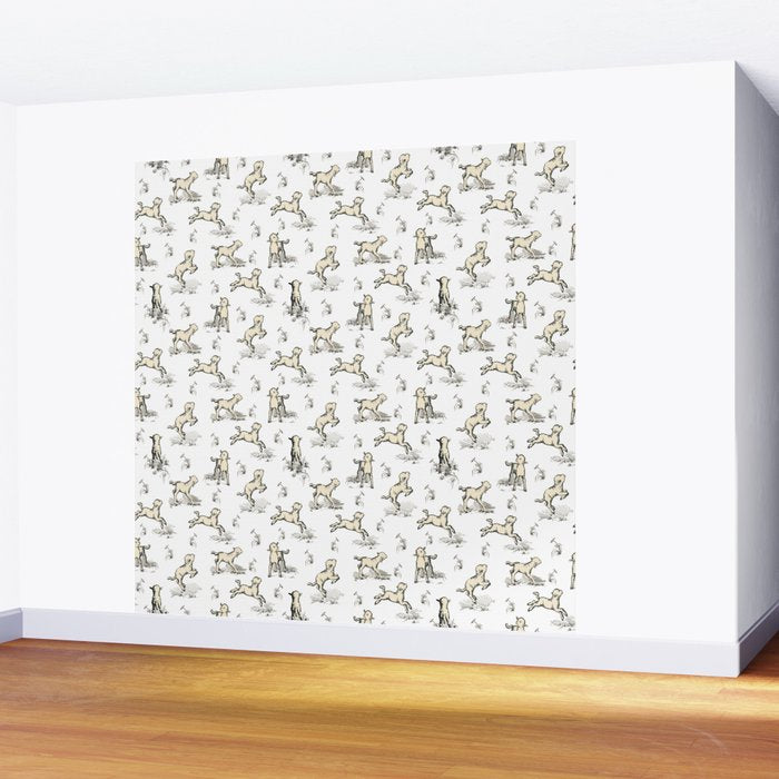 Little Sheep in Meadow - Toile pattern for Children  Wall Mural Gallery Image 2
