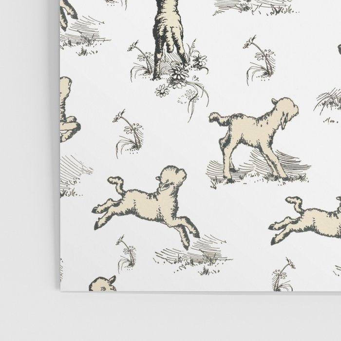 Little Sheep in Meadow - Toile pattern for Children  Poster Gallery Image 3
