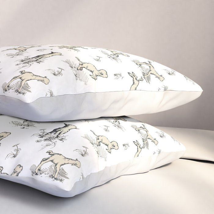 Little Sheep in Meadow - Toile pattern for Children  Pillow Sham Gallery Image 3