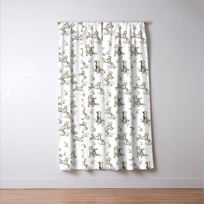 Little Sheep in Meadow - Toile pattern for Children  Window Curtain Gallery Image 3