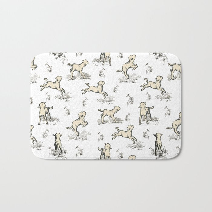 Little Sheep in Meadow - Toile pattern for Children  Bath Mat Gallery Image 1