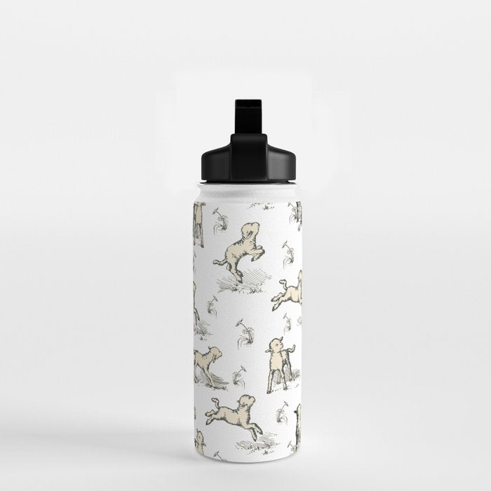 Little Sheep in Meadow - Toile pattern for Children  Water Bottle Gallery Image 2