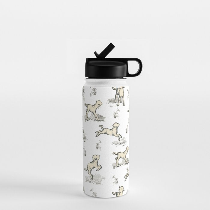Little Sheep in Meadow - Toile pattern for Children  Water Bottle Gallery Image 1