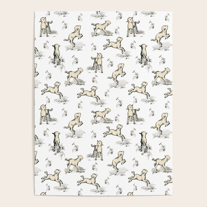 Little Sheep in Meadow - Toile pattern for Children  Poster Gallery Image 4