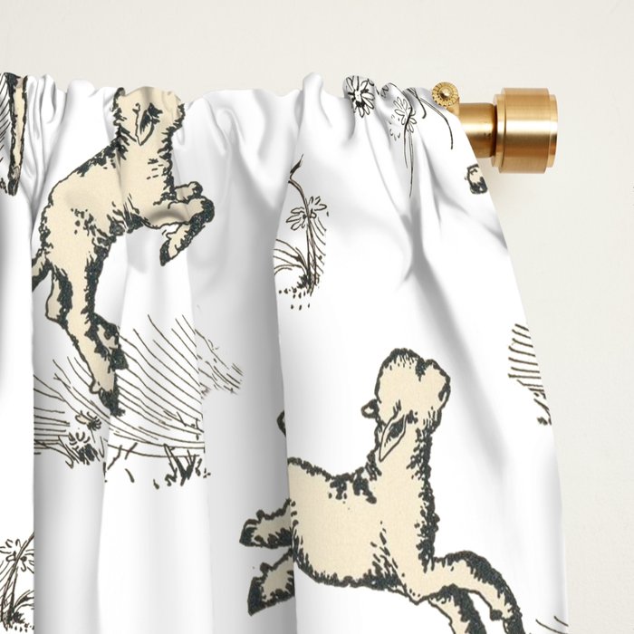 Little Sheep in Meadow - Toile pattern for Children  Window Curtain Gallery Image 2
