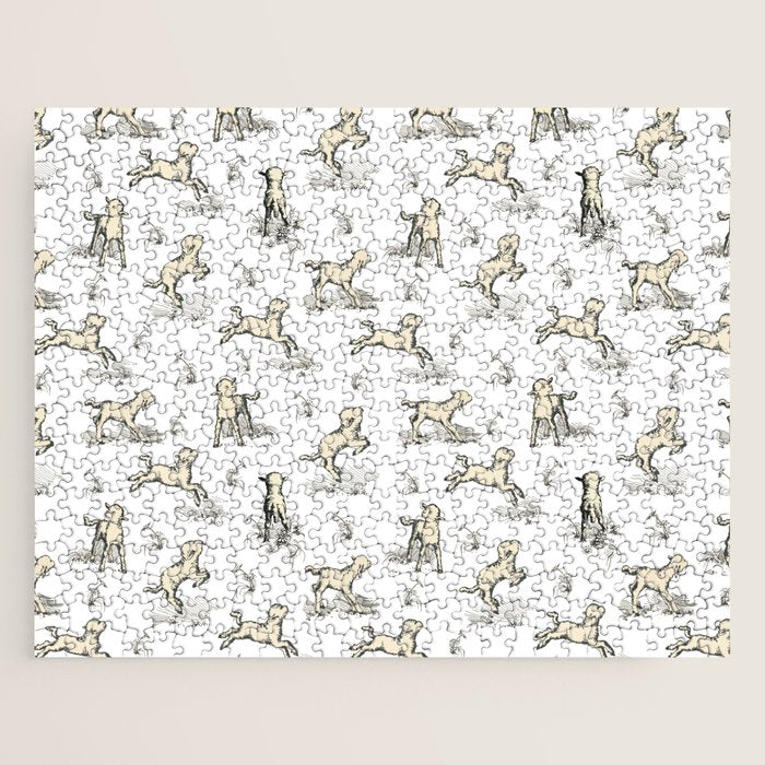 Little Sheep in Meadow - Toile pattern for Children  Jigsaw Puzzle Gallery Image 1