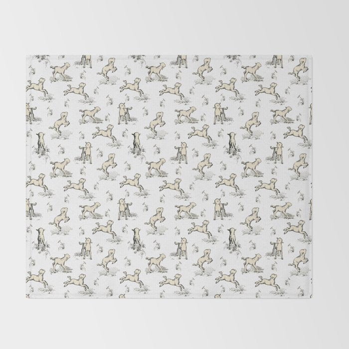 Little Sheep in Meadow - Toile pattern for Children  Throw Blanket Gallery Image 2