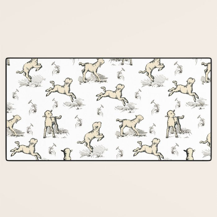 Little Sheep in Meadow - Toile pattern for Children  Desk Mat Gallery Image 3