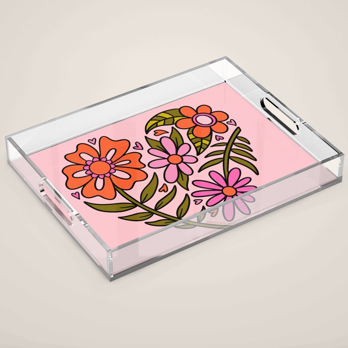 Flower Heart Acrylic Tray Gallery Image 1