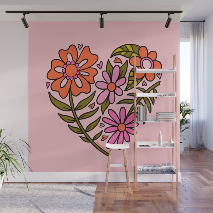 Flower Heart Wall Mural Gallery Image 1