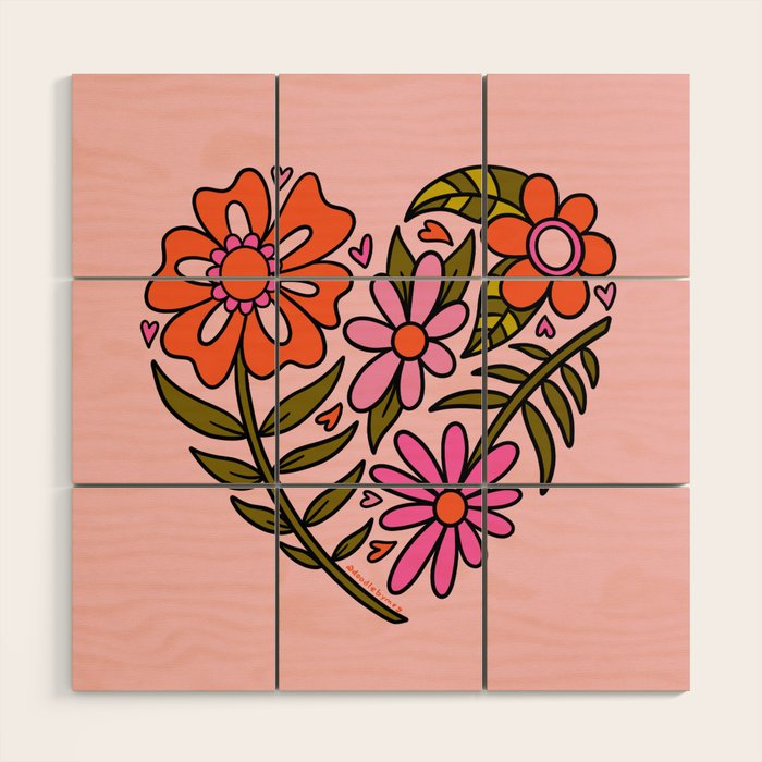 Flower Heart Wood Wall Art Gallery Image 1