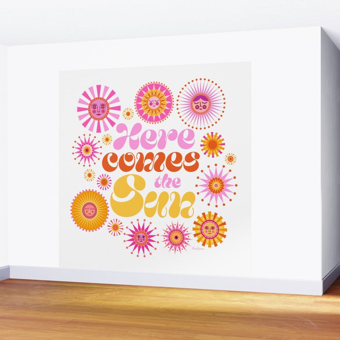 Here Comes the Sun - Pink and Yellow Wall Mural Gallery Image 2