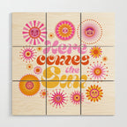 Here Comes the Sun - Pink and Yellow Wood Wall Art Gallery Image 1