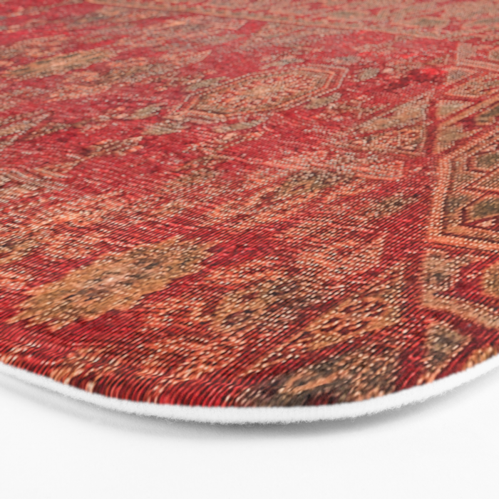 Bohemian Medallion II // 15th Century Old Distressed Red Green Colorful Ornate Accent Rug Pattern Bath Mat Gallery Image 3