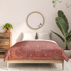 Bohemian Medallion II // 15th Century Old Distressed Red Green Colorful Ornate Accent Rug Pattern Comforter Gallery Image 3