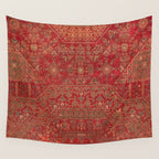 Bohemian Medallion II // 15th Century Old Distressed Red Green Colorful Ornate Accent Rug Pattern Wall Tapestry Gallery Image 4
