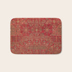 Bohemian Medallion II // 15th Century Old Distressed Red Green Colorful Ornate Accent Rug Pattern Bath Mat Gallery Image 1