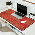 Bohemian Medallion II // 15th Century Old Distressed Red Green Colorful Ornate Accent Rug Pattern Desk Mat Gallery Image 2