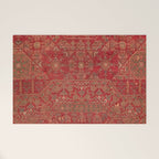 Bohemian Medallion II // 15th Century Old Distressed Red Green Colorful Ornate Accent Rug Pattern Welcome Mat Gallery Image 1