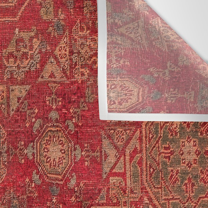 Bohemian Medallion II // 15th Century Old Distressed Red Green Colorful Ornate Accent Rug Pattern Wall Tapestry Gallery Image 3