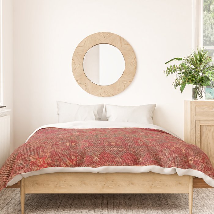 Bohemian Medallion II // 15th Century Old Distressed Red Green Colorful Ornate Accent Rug Pattern Duvet Cover Gallery Image 3
