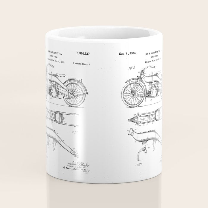 Harley Motorcycle Patent - Harley Bike Art - Black Chalkboard Coffee Mug Gallery Image 4