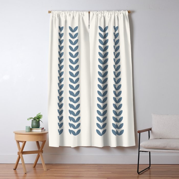 Leaf Pattern Pastel Blue - Scandinavian Window Curtain Gallery Image 5