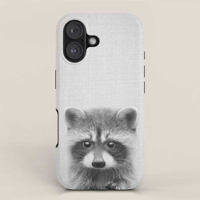 Raccoon - Black & White iPhone Case Gallery Image 1