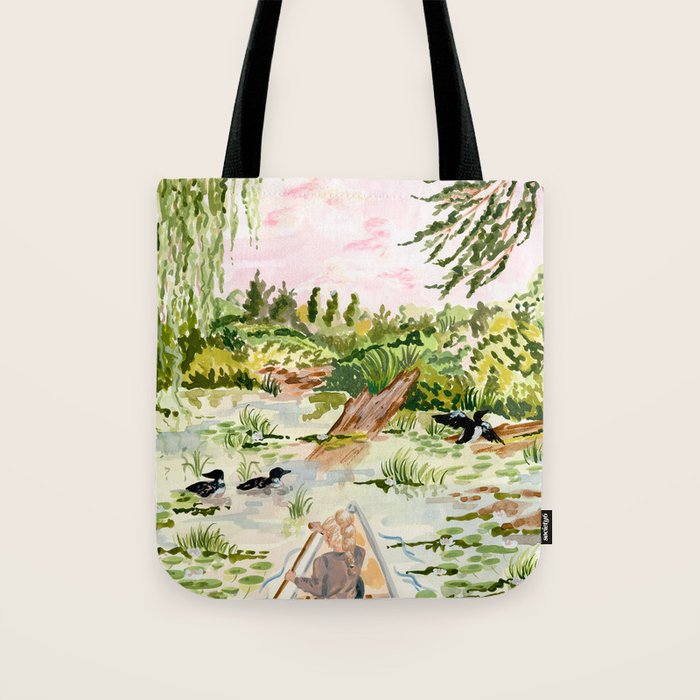 Canoeing on the Pond Tote Bag Gallery Image 1