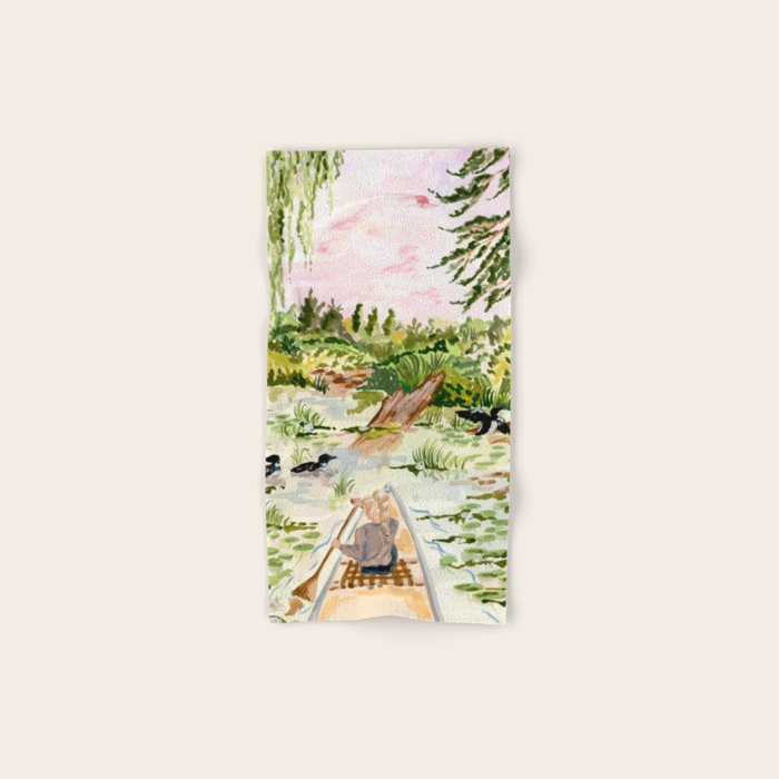 Canoeing on the Pond Bath Towel Gallery Image 1