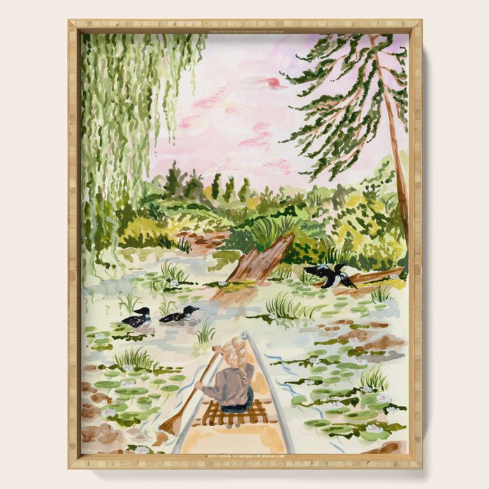 Canoeing on the Pond Serving Tray Gallery Image 1