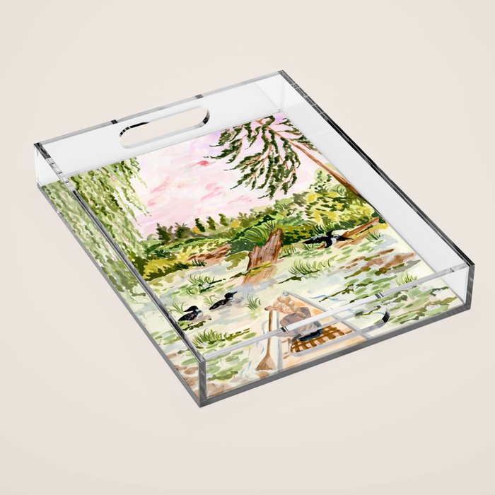 Canoeing on the Pond Acrylic Tray Gallery Image 1