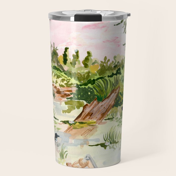 Canoeing on the Pond Travel Mug Gallery Image 1