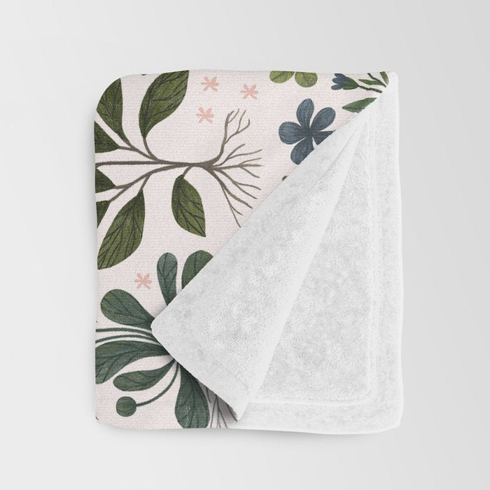 Herbarium ~ vintage inspired botanical art print ~ white Throw Blanket Gallery Image 3