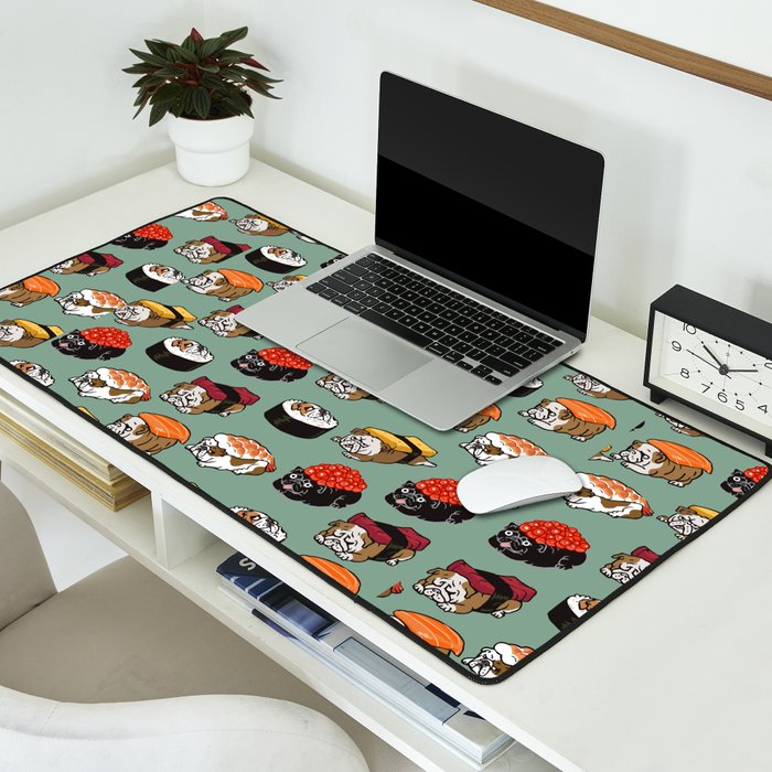 Sushi English Bulldog Desk Mat Gallery Image 2