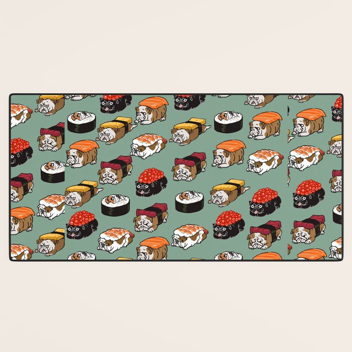 Sushi English Bulldog Desk Mat Gallery Image 3