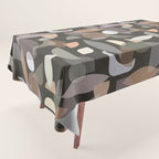 Modern Abstract Geometric Neutral Dark Earthy Tones with Natural Fabric Texture Tablecloth Gallery Image 1