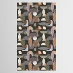 Modern Abstract Geometric Neutral Dark Earthy Tones with Natural Fabric Texture Tablecloth Gallery Image 2