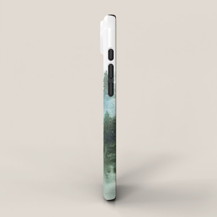 Watercolor Pine Forest Mountains in the Fog iPhone Case Gallery Image 2