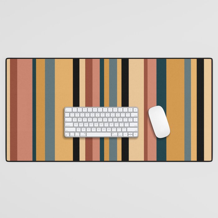Classic Stripes X - Vintage Neutral Desk Mat Gallery Image 1