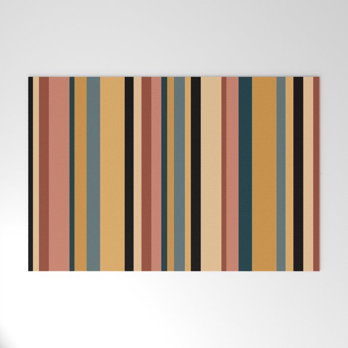 Classic Stripes X - Vintage Neutral Welcome Mat Gallery Image 1