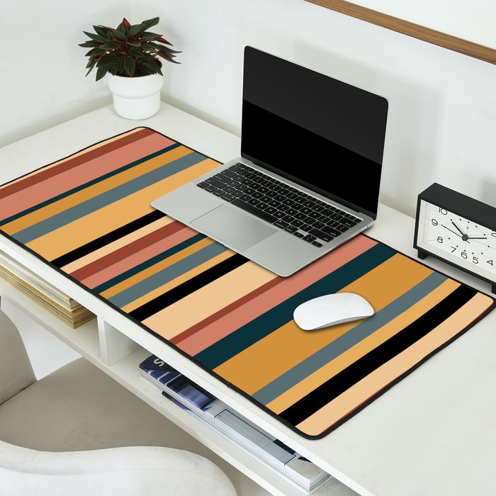 Classic Stripes X - Vintage Neutral Desk Mat Gallery Image 2